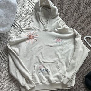 Hollister Beige Hoodie with Embroidered Designs